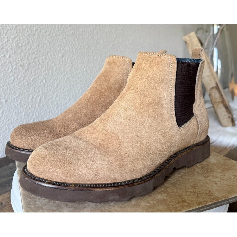 Velez Boots Women 41 US 10-10.5 Chelsea Suede Leather Tan Artisan Lug Sole Ankle